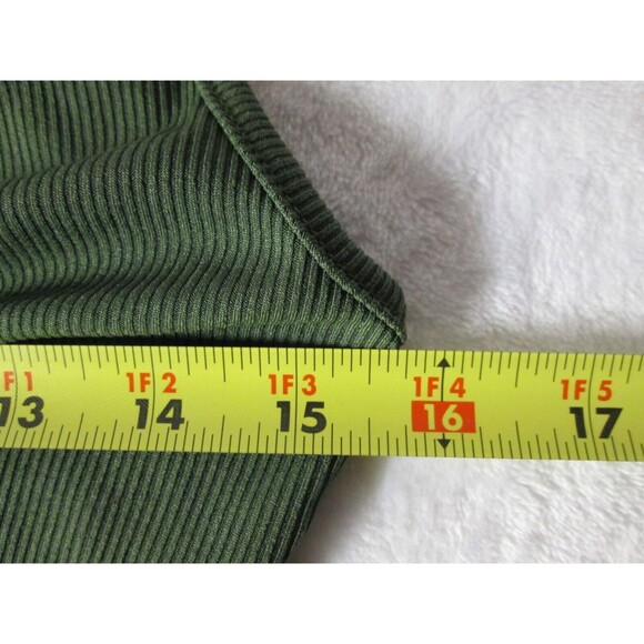 CIDER Green Crop Top M Front Knot Rib Knit Sleeveless Polyester Spandex 19-433 - Picture 7 of 9